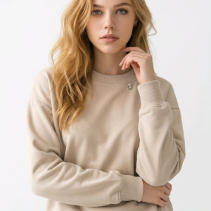 Jasny beż oversize’owa bluza damska