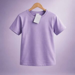 Gładka fioletowa koszulka dziecięca – klasyczny T-shirt bawełniany