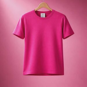 Gładka różowa koszulka dziecięca – klasyczny T-shirt bawełniany